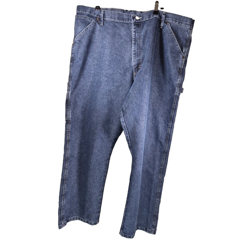 Wrangler Men's Carpenter Jeans 42x30 Medium Wash Blue Straight Leg Denim Work